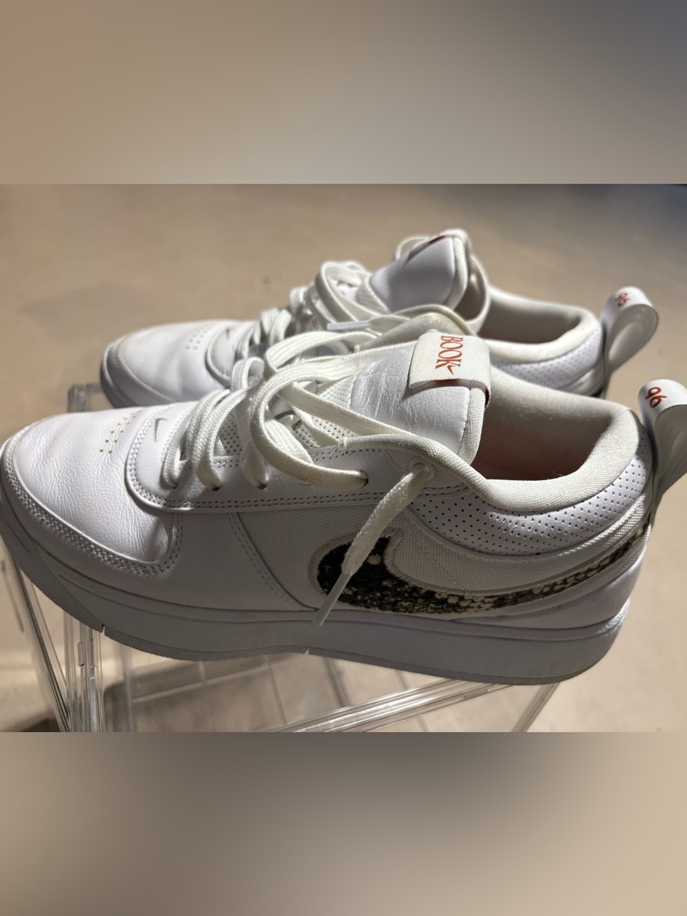 Nike Book 1
Rattlesnake White Leather Sneakers with Snake-Print Swoosh